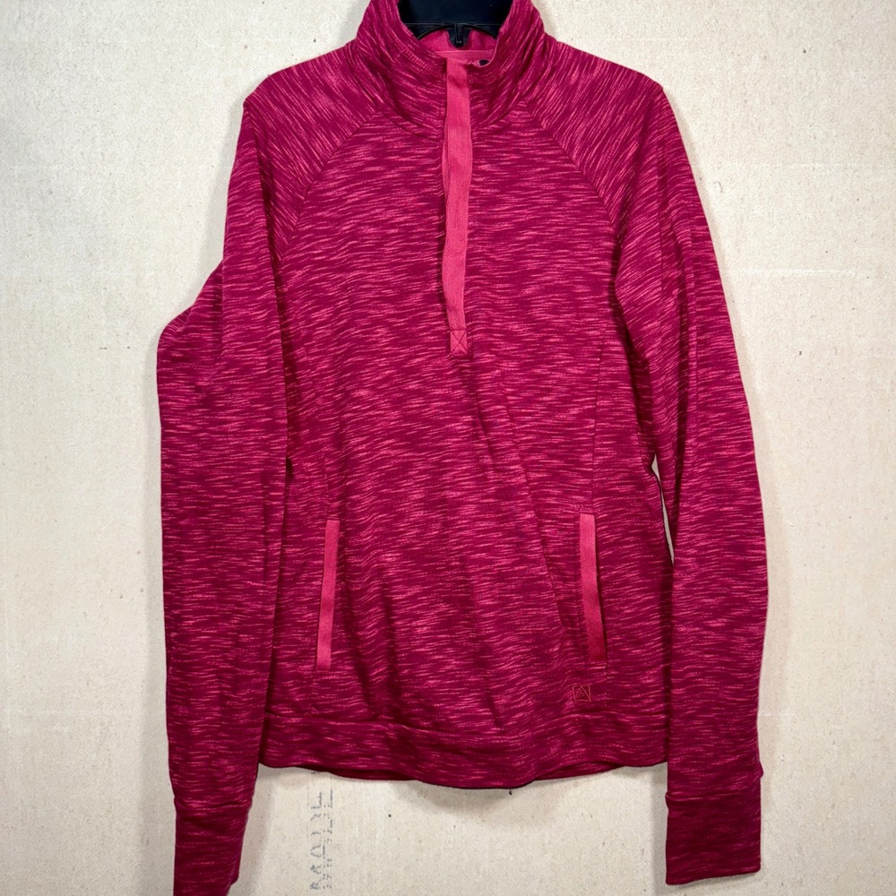Avalanche Women's Pink Marled Fleece Pullover Snap Neck Size S‎ Cozy